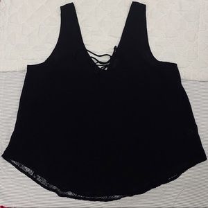 🌻 Lace up front Lace-Chiffon Sleeveless Top